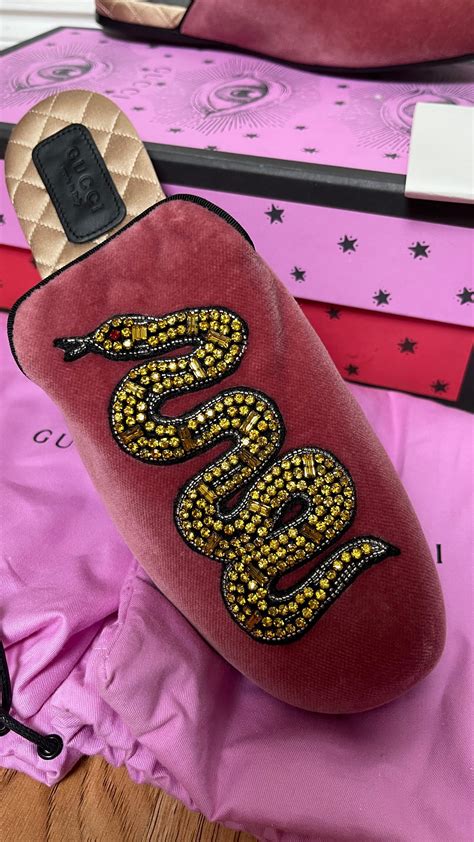 gucci velvet snake slippers|Gucci Snake Velvet Lawrence Slippers with Crystal .